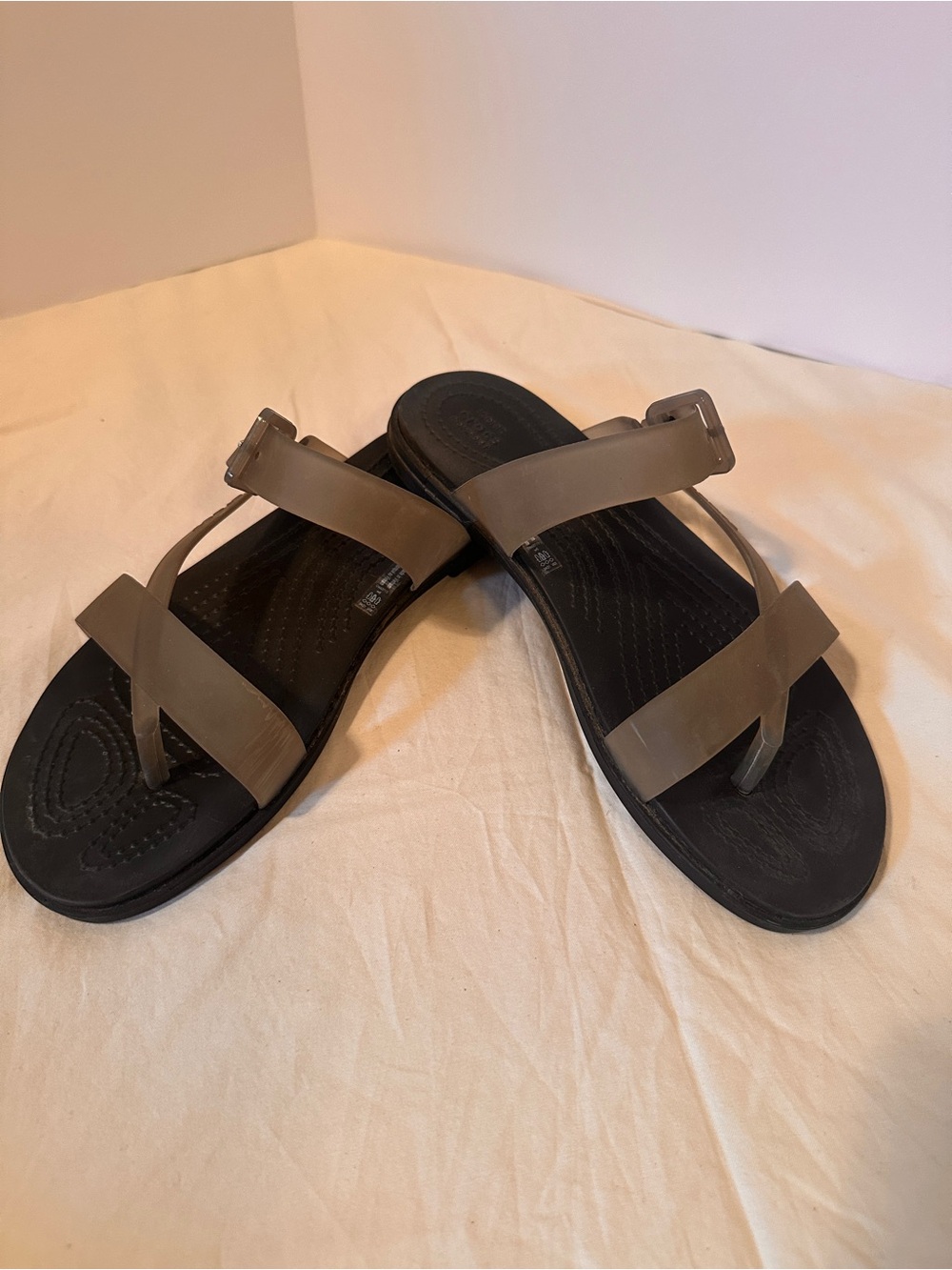 CROCS Tulum Translucent Black Gray Women's Sandals